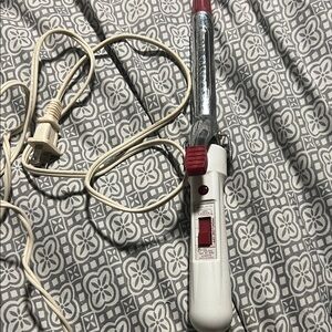 Red and White Hair Curling Iron
